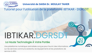 Tutoriel pour l&rsquo;utilisation de la plateforme IBTIKAR – DGRSDT