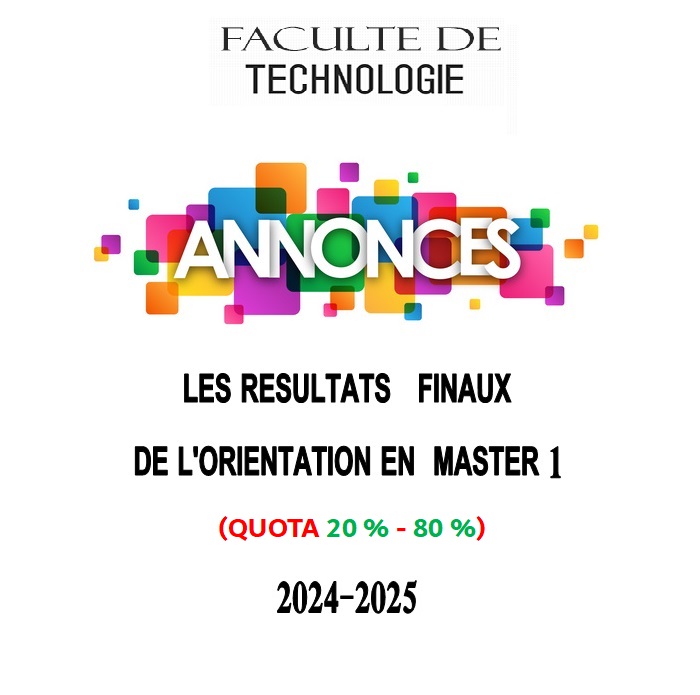 LES RESULTATS FINAUX DE L&rsquo;ORIENTATION EN MASTER 1 _(QUOTA 20 % – 80 %) 2024-2025